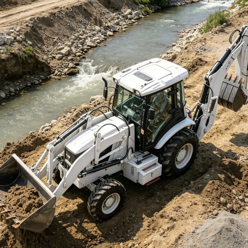 Heavy Equipment Working - Retroexcavadora de Grado Industrial con Tracción
